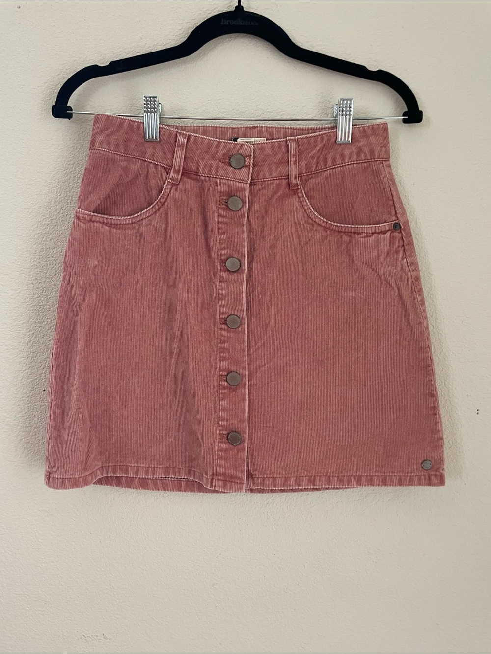 Roxy Button-Front Mini Skirt - Rose Pink